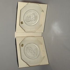 Limited Edition Leonardo Da Vinci & Michelangelo Crystal Plates